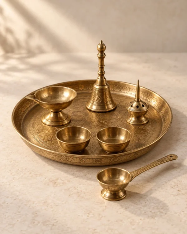Brass Aarti Thali Set — 7 Piece