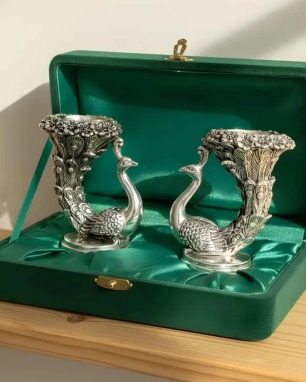 Peacock Candle Holders — Pair
