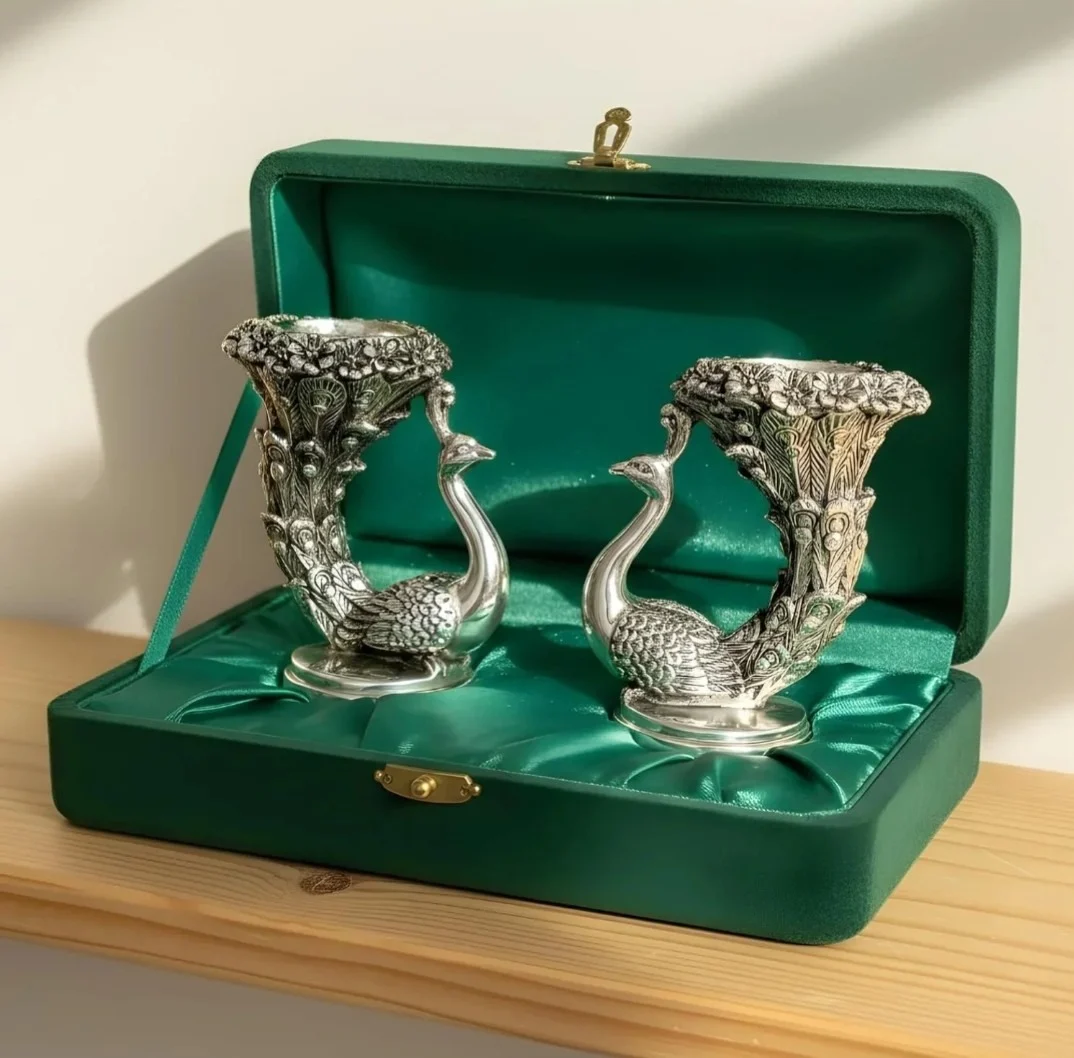 Peacock Candle Holders — Pair